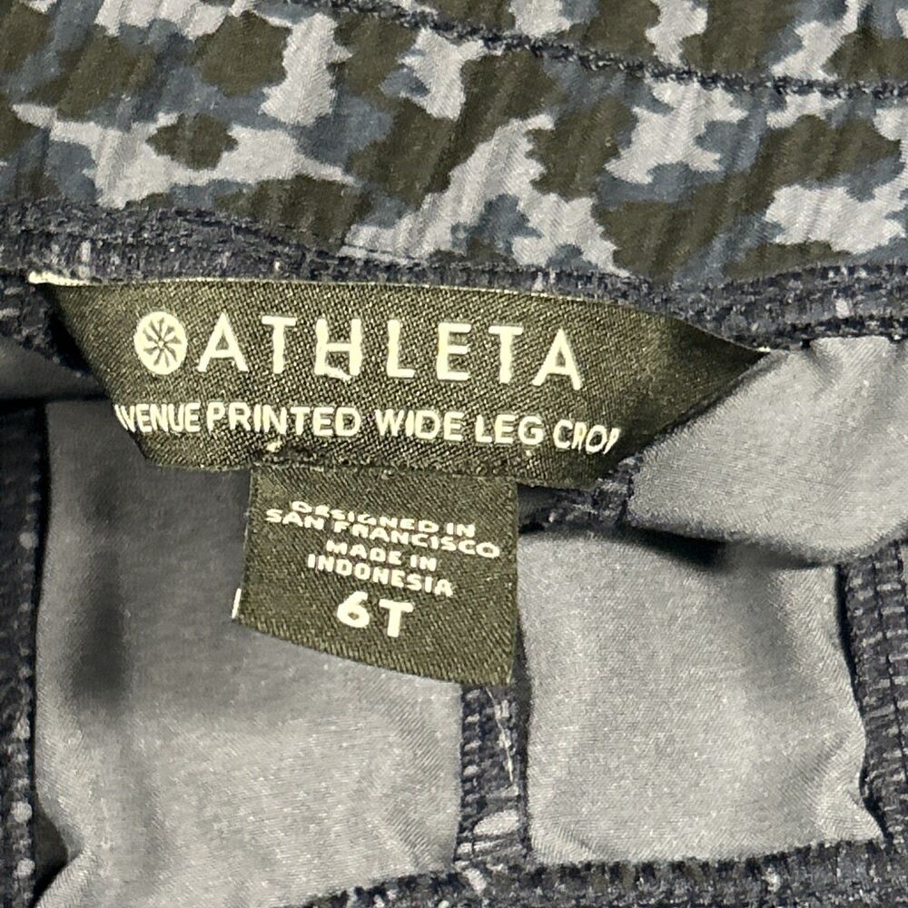 Athleta Avenue Printed Wide Leg Crop Pants Womens 6 Tall Allure Navy Pockets - Picture 3 of 6